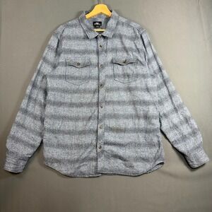 O'Neill Mens XL Striped Button Up Shirt Heather Gray Long Sleeve Cotton Casual